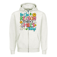 Oatmeal Heather be the reason someone smiles today Zipper Hoodie - LillyAllenDesigns
