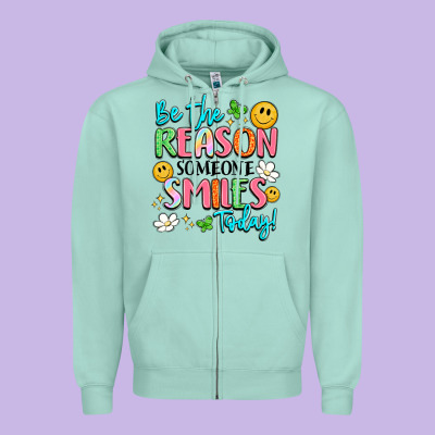 Be The Reason Someone Smiles Today Zipper Hoodie Designed By Lillyallendesigns