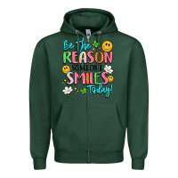 Sports Green be the reason someone smiles today Zipper Hoodie - LillyAllenDesigns