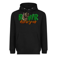 Black Rawr Dinosaur Heavyweight Hoodie - LillyAllenDesigns