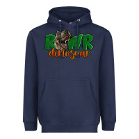 Navy Rawr Dinosaur Heavyweight Hoodie - LillyAllenDesigns
