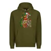 Army Green sorta merry sorta scary skeleton Premium Hoodie - FaDigitalArtStudio