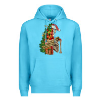 Ocean Blue sorta merry sorta scary skeleton Premium Hoodie - FaDigitalArtStudio