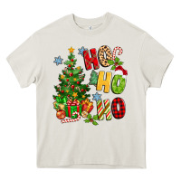 Cream ho ho ho christmas Heavy Core Tee - MaliasSmallBusiness