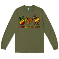 Army Green peace love juneteenth Long Sleeve Tee - CowGirlArtShop