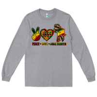 Heather Grey peace love juneteenth Long Sleeve Tee - CowGirlArtShop