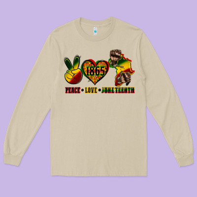 Peace Love Juneteenth Long Sleeve Tee Designed By Cowgirlartshop