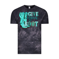Cloud Black Give Cancer the boot Ovarian Cancer teal ribbon Vintage Tee - NancyCooperArtShop