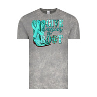 Cloud Rock Give Cancer the boot Ovarian Cancer teal ribbon Vintage Tee - NancyCooperArtShop