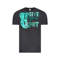 Vintage Black Give Cancer the boot Ovarian Cancer teal ribbon Vintage Tee - NancyCooperArtShop