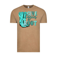 Vintage Coffee Give Cancer the boot Ovarian Cancer teal ribbon Vintage Tee - NancyCooperArtShop