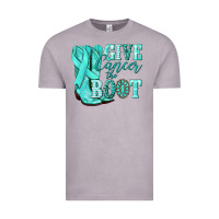 Vintage Zinc Give Cancer the boot Ovarian Cancer teal ribbon Vintage Tee - NancyCooperArtShop
