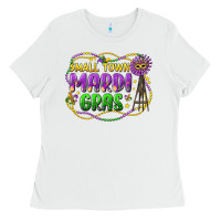White small town mardi gras Ladies Tee - LillyAllenDesigns