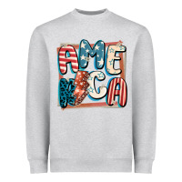 Heather Grey America with lightning bolt 4th of july Heavyweight Sweatshirt - FaDigitalArtStudio