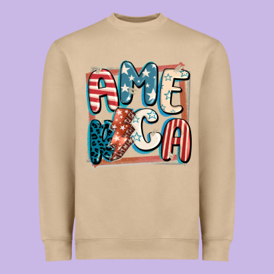America With Lightning Bolt 4th Of July Heavyweight Sweatshirt Designed By Fadigitalartstudio