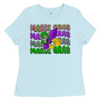 Baby Blue mardi gras with fleur de lis Ladies Tee - LillyAllenDesigns