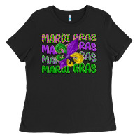 Black mardi gras with fleur de lis Ladies Tee - LillyAllenDesigns