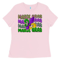 Bubblegum Pink mardi gras with fleur de lis Ladies Tee - LillyAllenDesigns