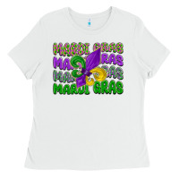 White mardi gras with fleur de lis Ladies Tee - LillyAllenDesigns
