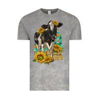 Cloud Rock Sunflowers Cow Vintage Tee - texasbilliewilder