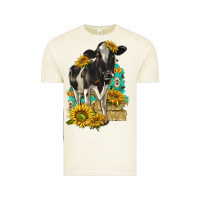 Vintage Arctic Sunflowers Cow Vintage Tee - texasbilliewilder