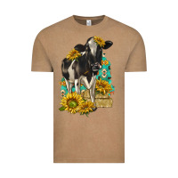 Vintage Coffee Sunflowers Cow Vintage Tee - texasbilliewilder