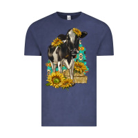 Vintage Denim Sunflowers Cow Vintage Tee - texasbilliewilder