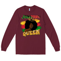 Burgundy juneteenth queen black woman afro queen Long Sleeve Tee - CowGirlArtShop