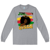 Heather Grey juneteenth queen black woman afro queen Long Sleeve Tee - CowGirlArtShop