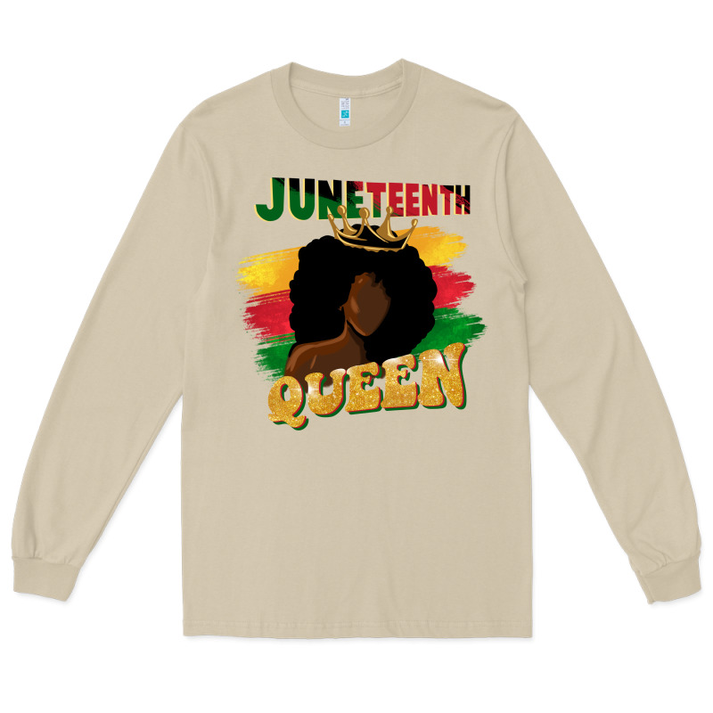 Juneteenth Queen Black Woman Afro Queen Long Sleeve Tee by CowGirlArtShop | Teevron