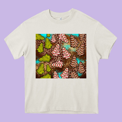 Little Debbie Tree Cakes Leopard Turquoise Heavy Core Tee Designed By Jahusdesignshop