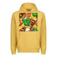 Antique Gold american football go with thunder and leopard  seamless pattern Premium Hoodie - BundleAndBundleShop
