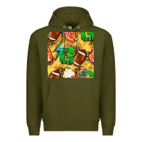 Army Green american football go with thunder and leopard  seamless pattern Premium Hoodie - BundleAndBundleShop