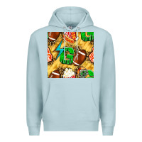 Blue Mist american football go with thunder and leopard  seamless pattern Premium Hoodie - BundleAndBundleShop