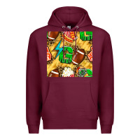 Burgundy american football go with thunder and leopard  seamless pattern Premium Hoodie - BundleAndBundleShop