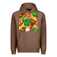 Chestnut american football go with thunder and leopard  seamless pattern Premium Hoodie - BundleAndBundleShop