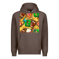 Coffee american football go with thunder and leopard  seamless pattern Premium Hoodie - BundleAndBundleShop