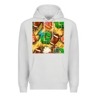 Dove Grey american football go with thunder and leopard  seamless pattern Premium Hoodie - BundleAndBundleShop