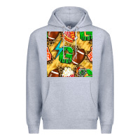 Heather Grey american football go with thunder and leopard  seamless pattern Premium Hoodie - BundleAndBundleShop