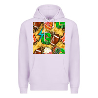 Lilac american football go with thunder and leopard  seamless pattern Premium Hoodie - BundleAndBundleShop