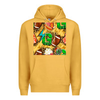 Mustard american football go with thunder and leopard  seamless pattern Premium Hoodie - BundleAndBundleShop