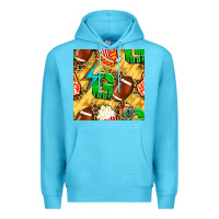 Ocean Blue american football go with thunder and leopard  seamless pattern Premium Hoodie - BundleAndBundleShop