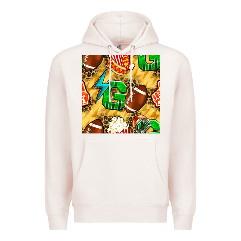 American Football Go With Thunder And Leopard  Seamless Pattern Premium Hoodie by BundleAndBundleShop | Teevron