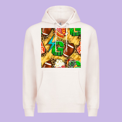 American Football Go With Thunder And Leopard  Seamless Pattern Premium Hoodie Designed By Bundleandbundleshop