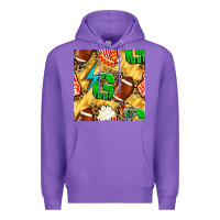 Purple american football go with thunder and leopard  seamless pattern Premium Hoodie - BundleAndBundleShop
