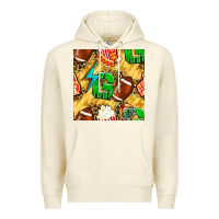 Sandshell american football go with thunder and leopard  seamless pattern Premium Hoodie - BundleAndBundleShop