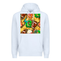 White american football go with thunder and leopard  seamless pattern Premium Hoodie - BundleAndBundleShop