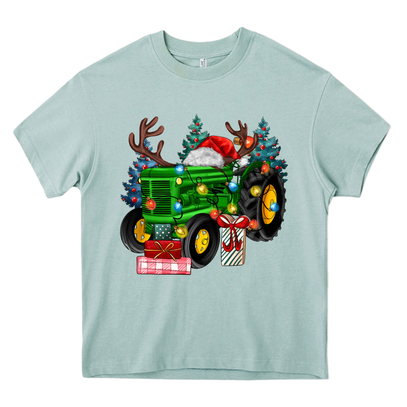Farm Tractor Christmas Heavy Core Tee by MaliasSmallBusiness | Teevron