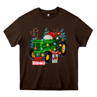 Chocolate Brown farm tractor christmas Heavy Core Tee - MaliasSmallBusiness
