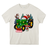 Cream farm tractor christmas Heavy Core Tee - MaliasSmallBusiness